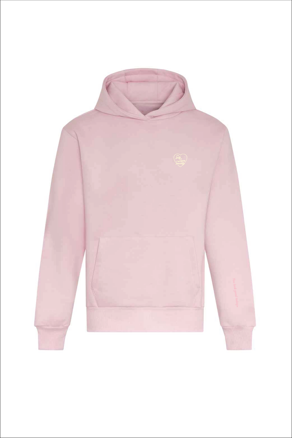 SELF LOVE SOCIETY HEART PINK & CREAM EMBROIDERED HOODIE