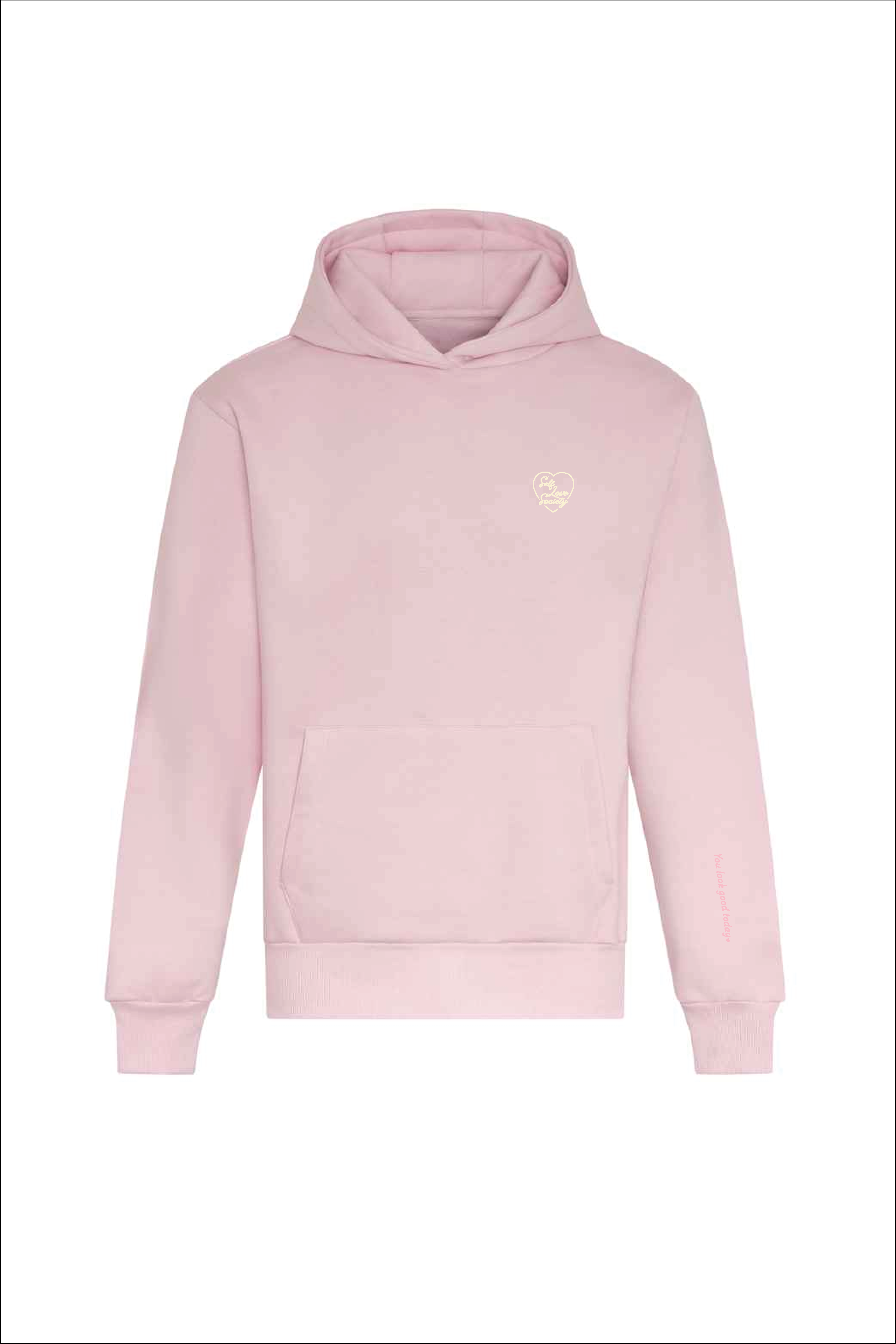 SELF LOVE SOCIETY HEART PINK & CREAM EMBROIDERED HOODIE
