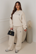 GEGE EMBROIDERED IVORY PREMIUM ESSENTIAL RELAXED SWEATSHIRT