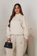 GEGE EMBROIDERED IVORY PREMIUM ESSENTIAL RELAXED HOODIE