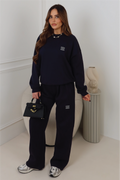 GEGE EMBROIDERED NAVY PREMIUM ESSENTIAL RELAXED SWEATSHIRT