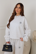 GEGE EMBROIDERED MARL GREY PREMIUM ESSENTIAL RELAXED SWEATSHIRT