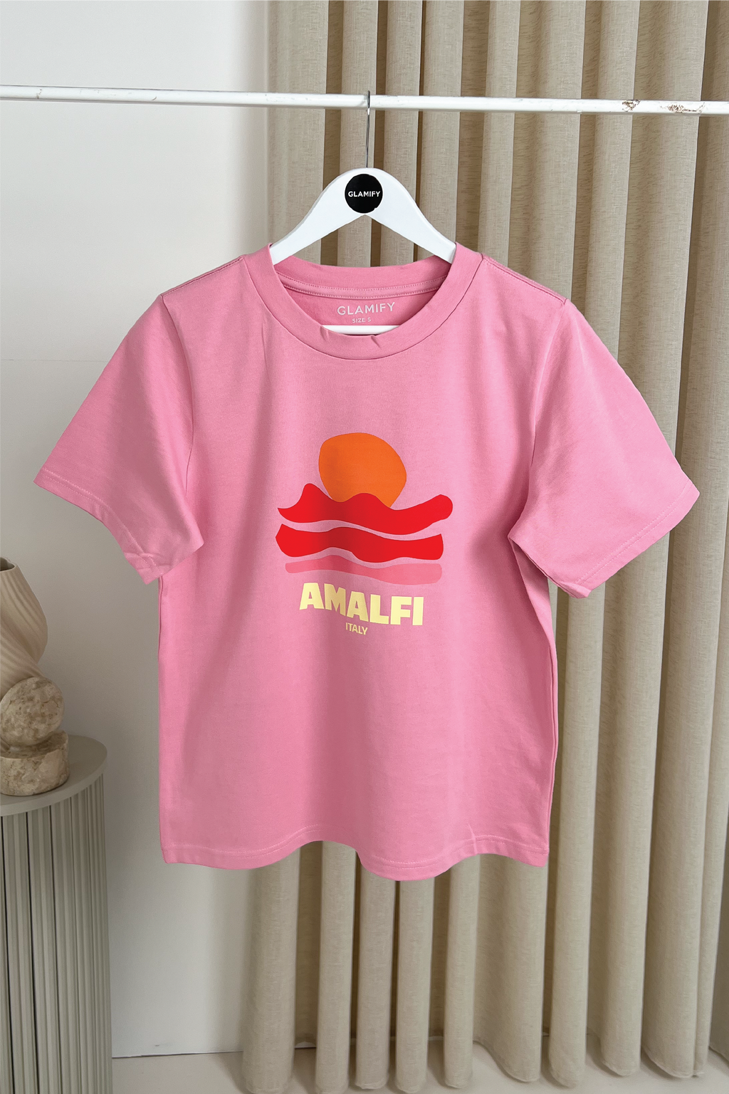 Amalfi pink printed heavyweight oversized t-shirt