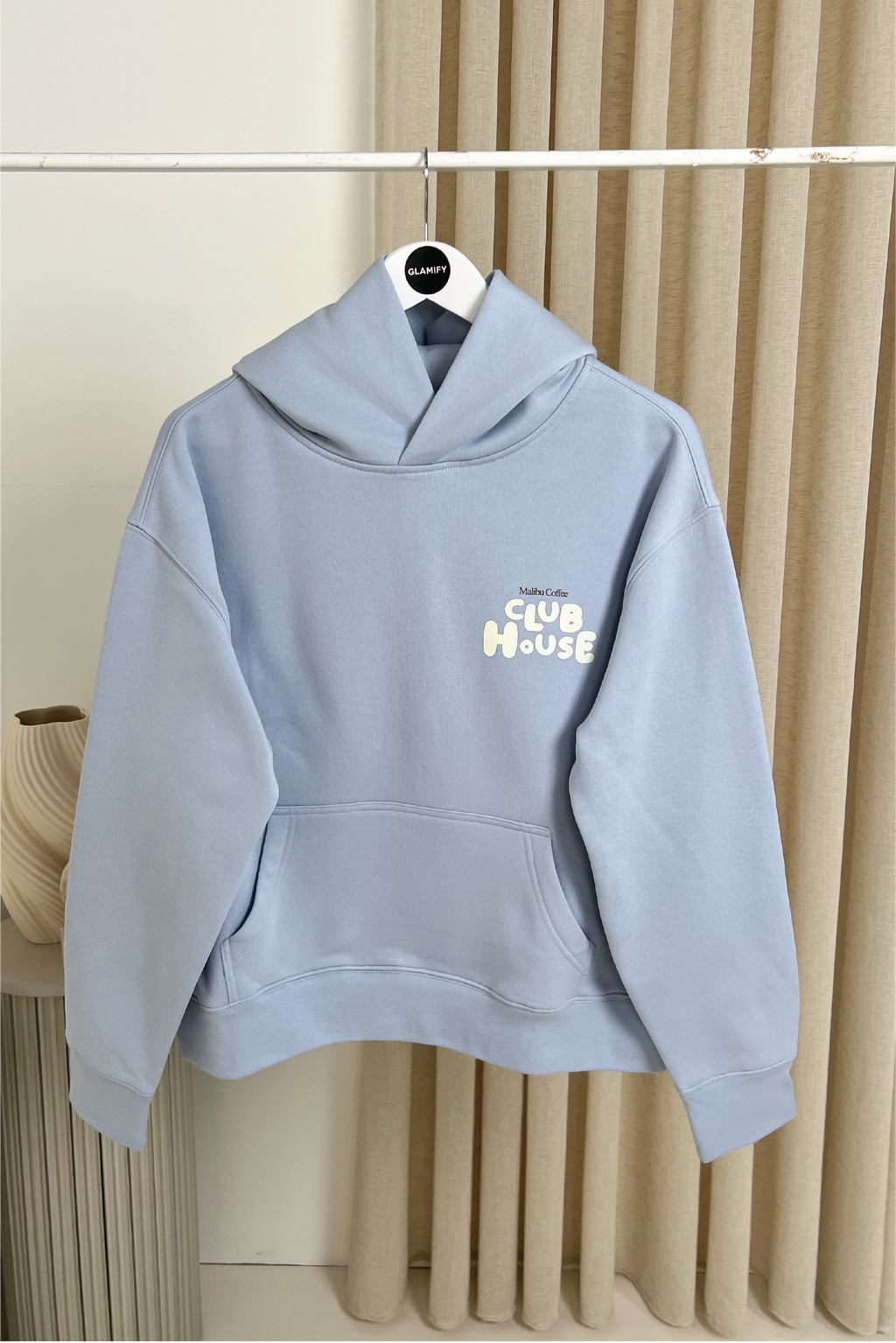 Club House faded blue printed premium hoodie