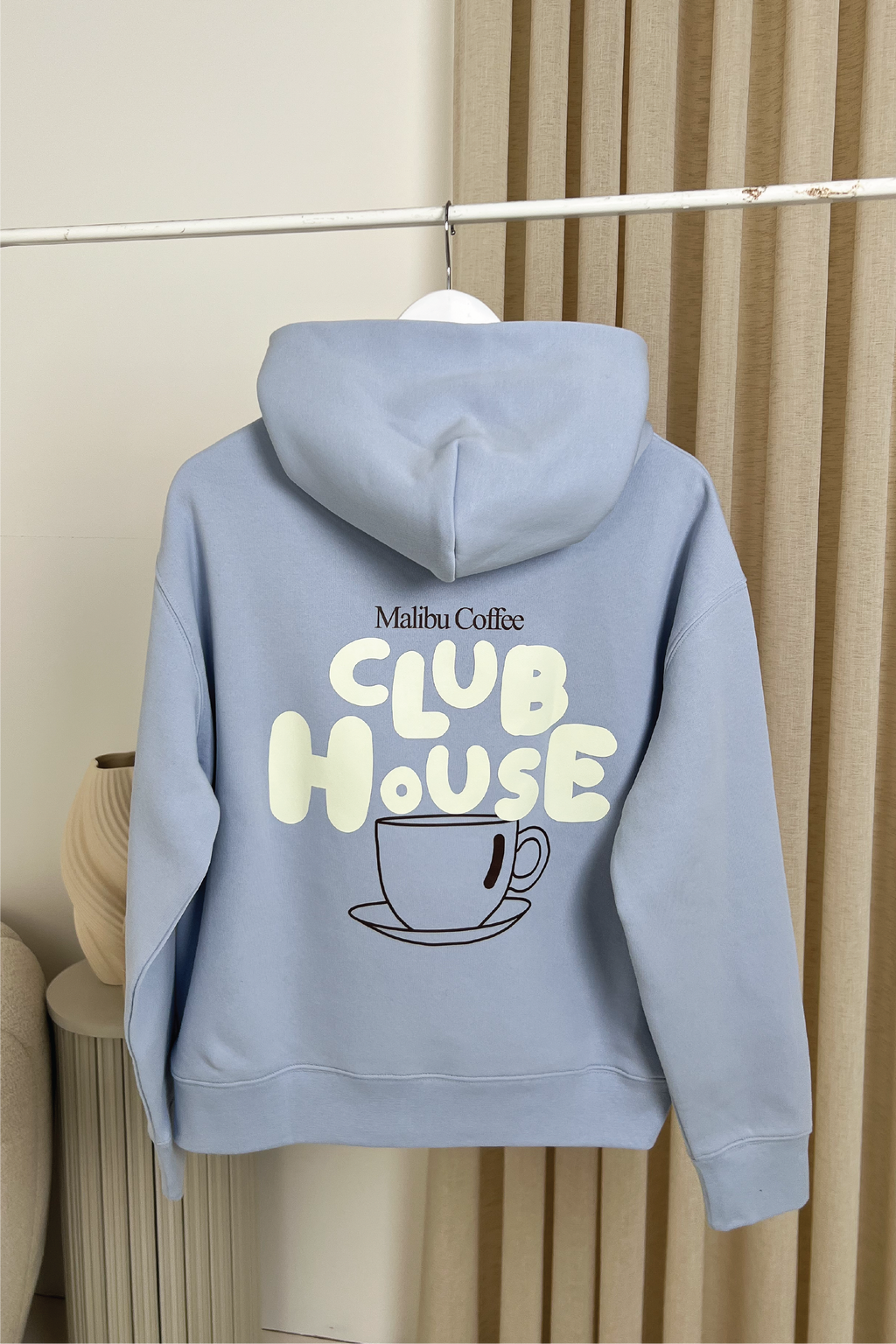 Club House faded blue printed premium hoodie