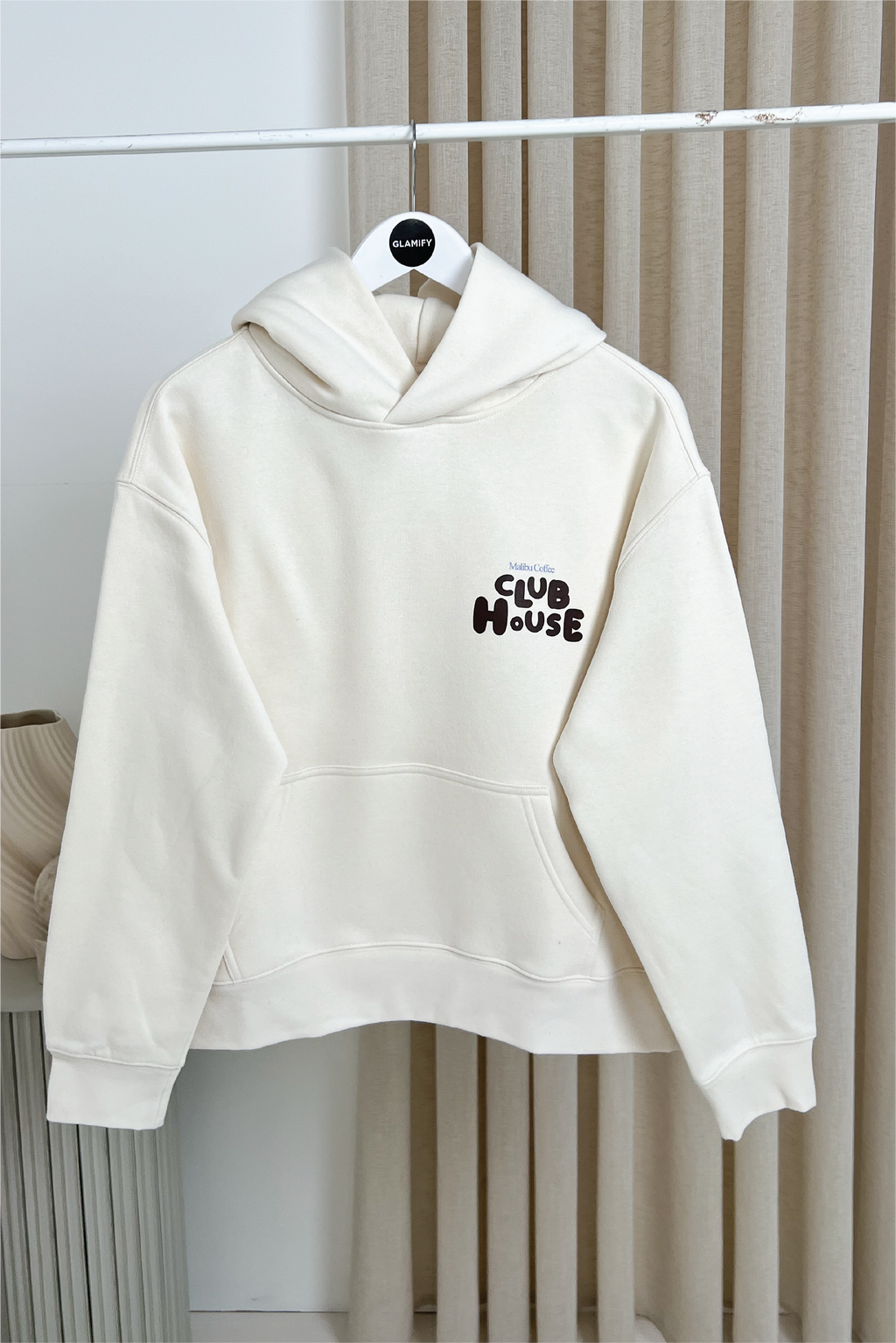 Club House ecru printed premium hoodie