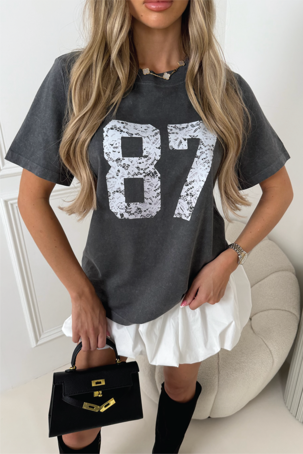 87 faded grey printed heavyweight oversized t-shirt