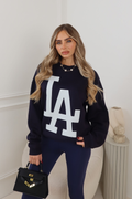 LA ESSENTIAL NAVY PRINTED SWEATER