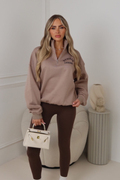STUDIO LEISURE ESSENTIAL MOCHA 3/4 ZIP