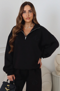 G MONOGRAM ESSENTIAL BLACK EMBROIDERED 3/4 ZIP