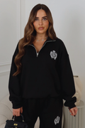ST MORITZ ESSENTIAL BLACK EMBROIDERED 3/4 ZIP