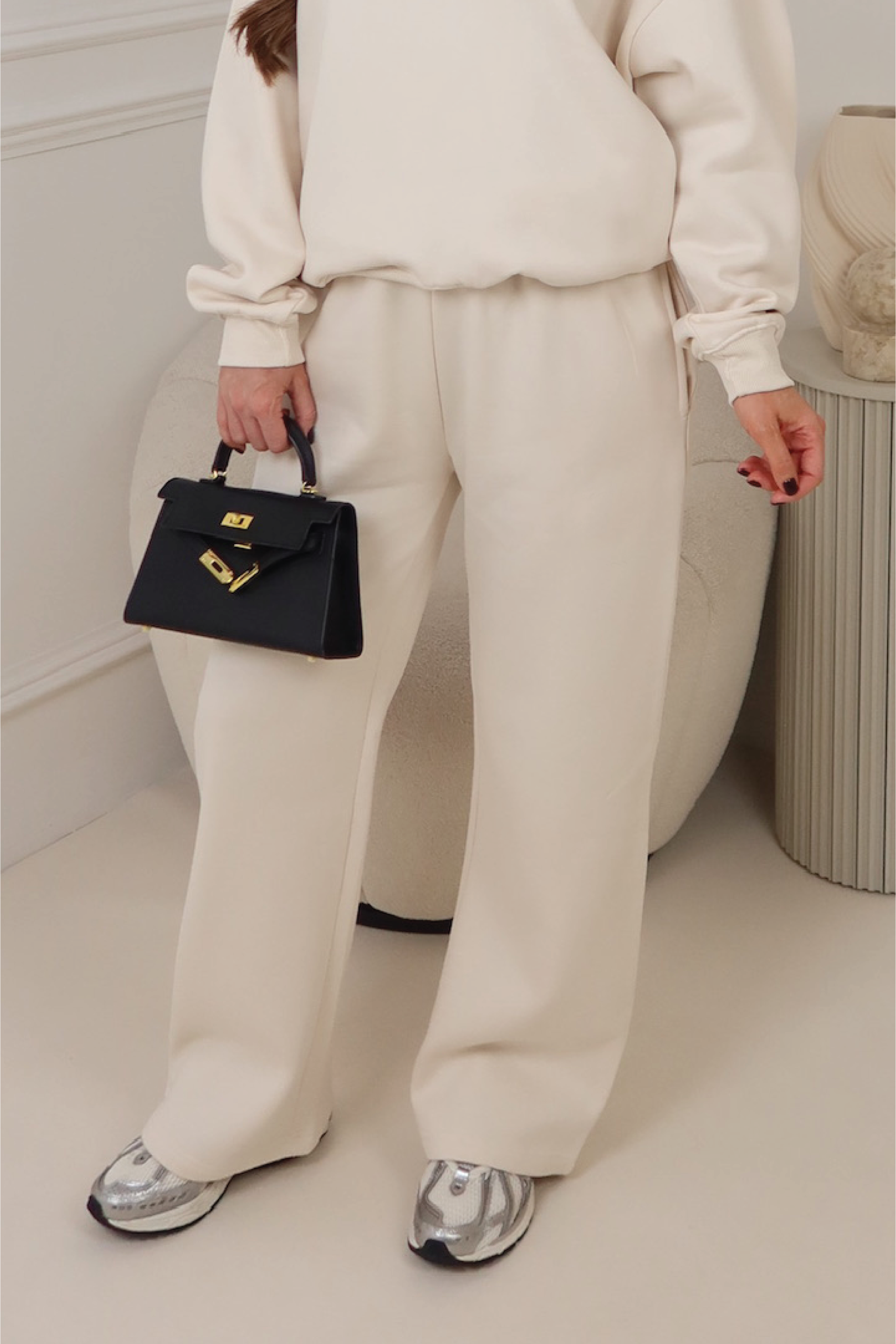 Glamify premium essential ivory straight leg jogger