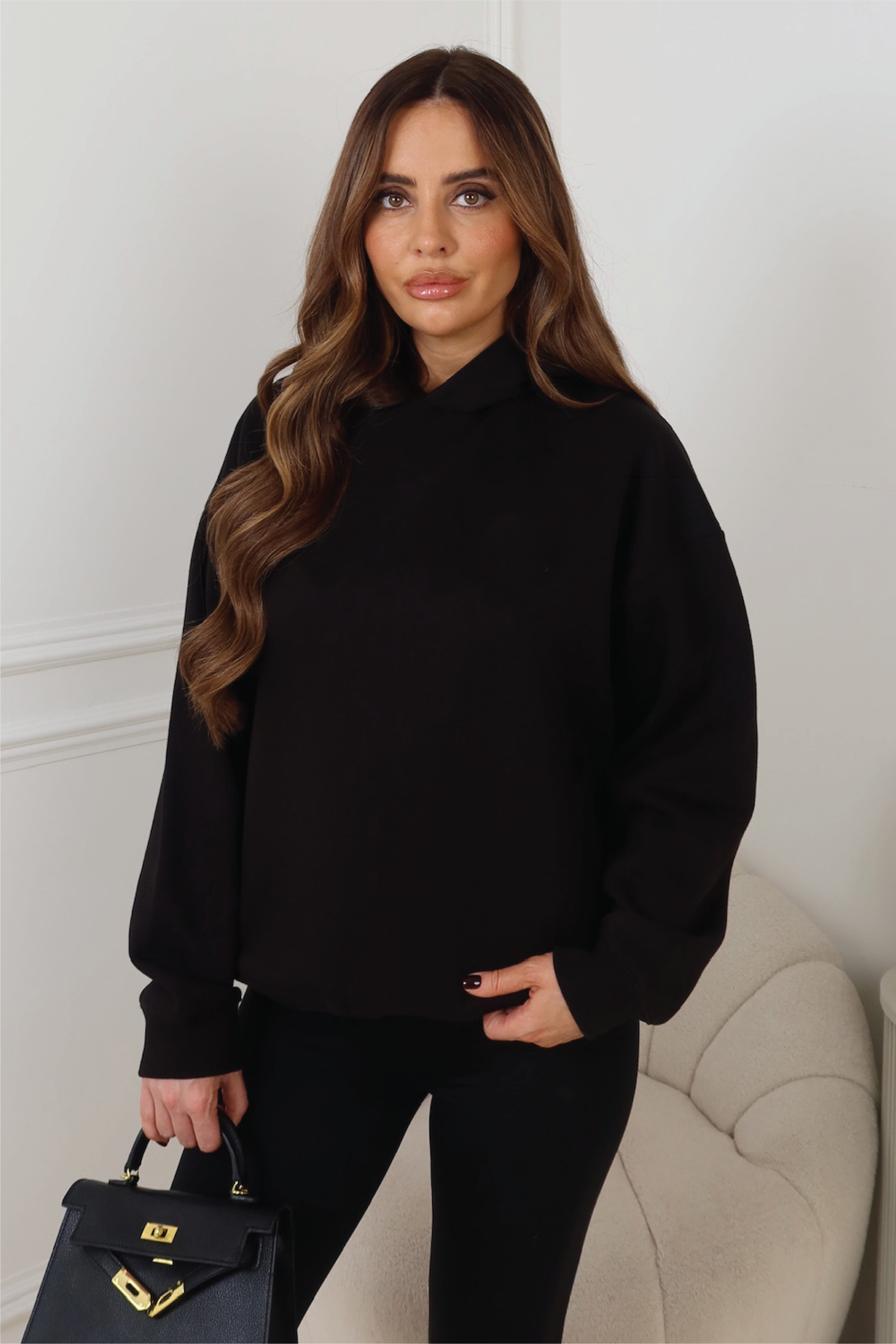 Glamify premium essential black hoodie