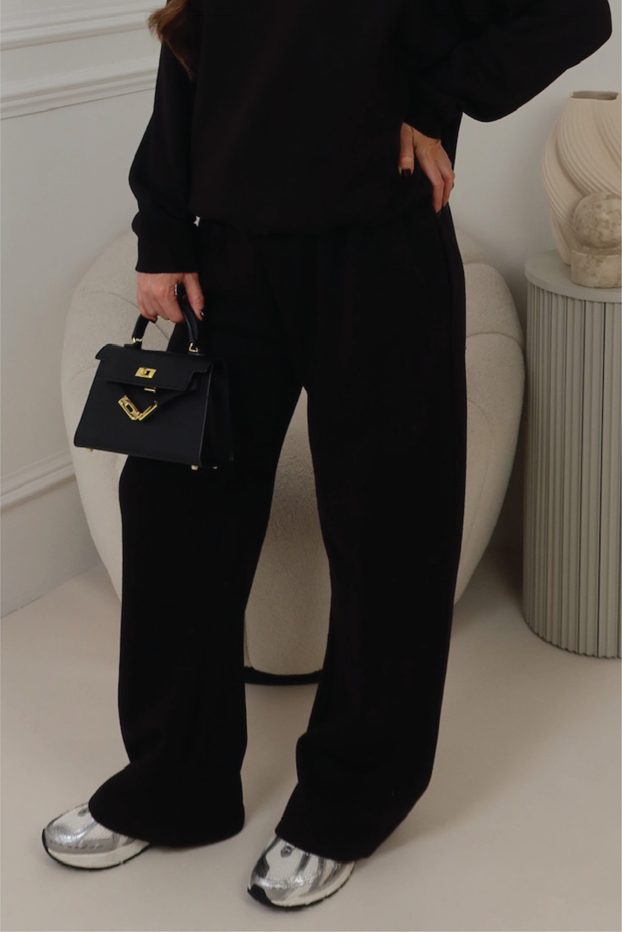 Glamify premium essential black straight leg jogger