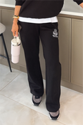 RESORT COLLECTIVE EMBROIDERED BLACK STRAIGHT LEG JOGGER