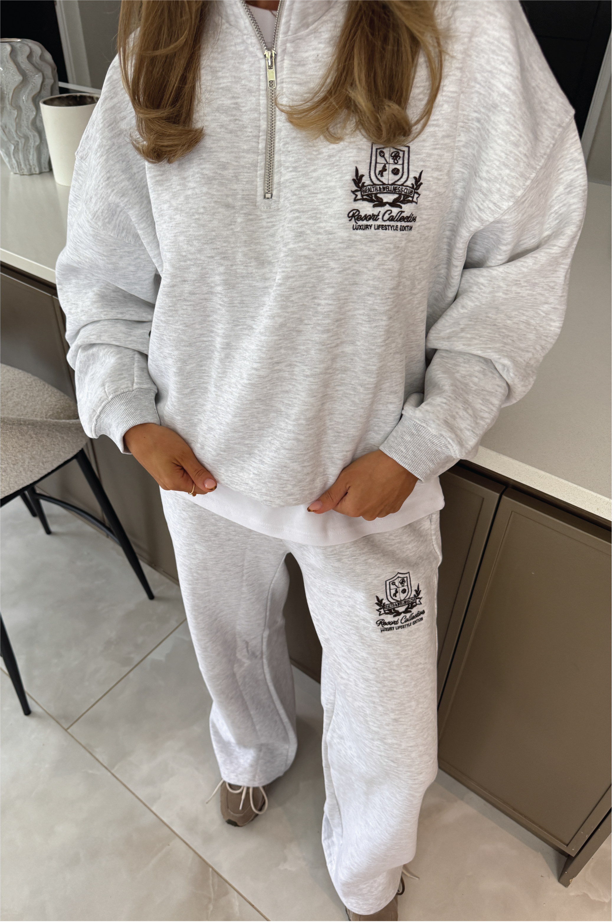 RESORT COLLECTIVE EMBROIDERED LIGHT MARL STRAIGHT LEG