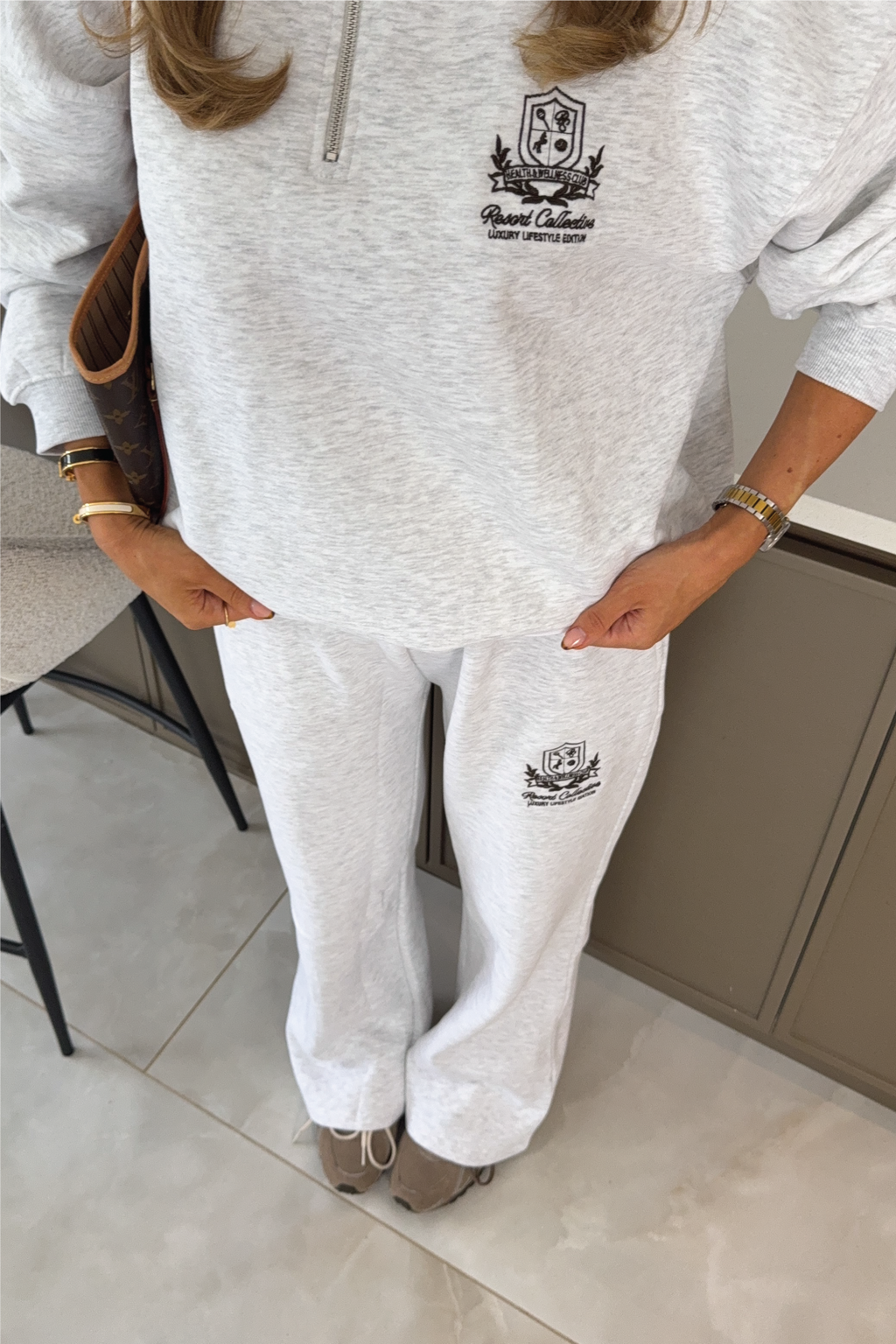 RESORT COLLECTIVE EMBROIDERED LIGHT MARL STRAIGHT LEG