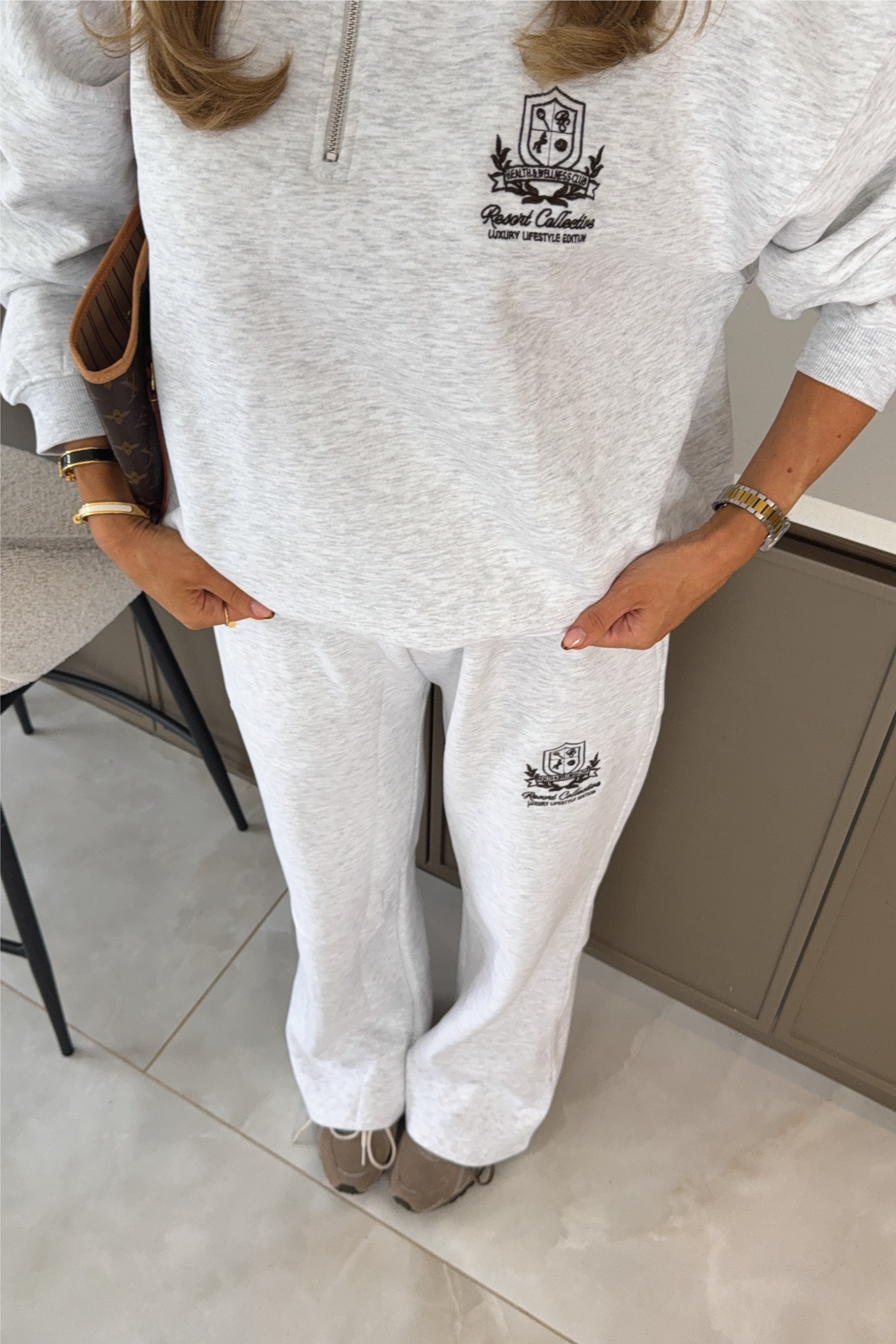 RESORT COLLECTIVE EMBROIDERED LIGHT MARL STRAIGHT LEG