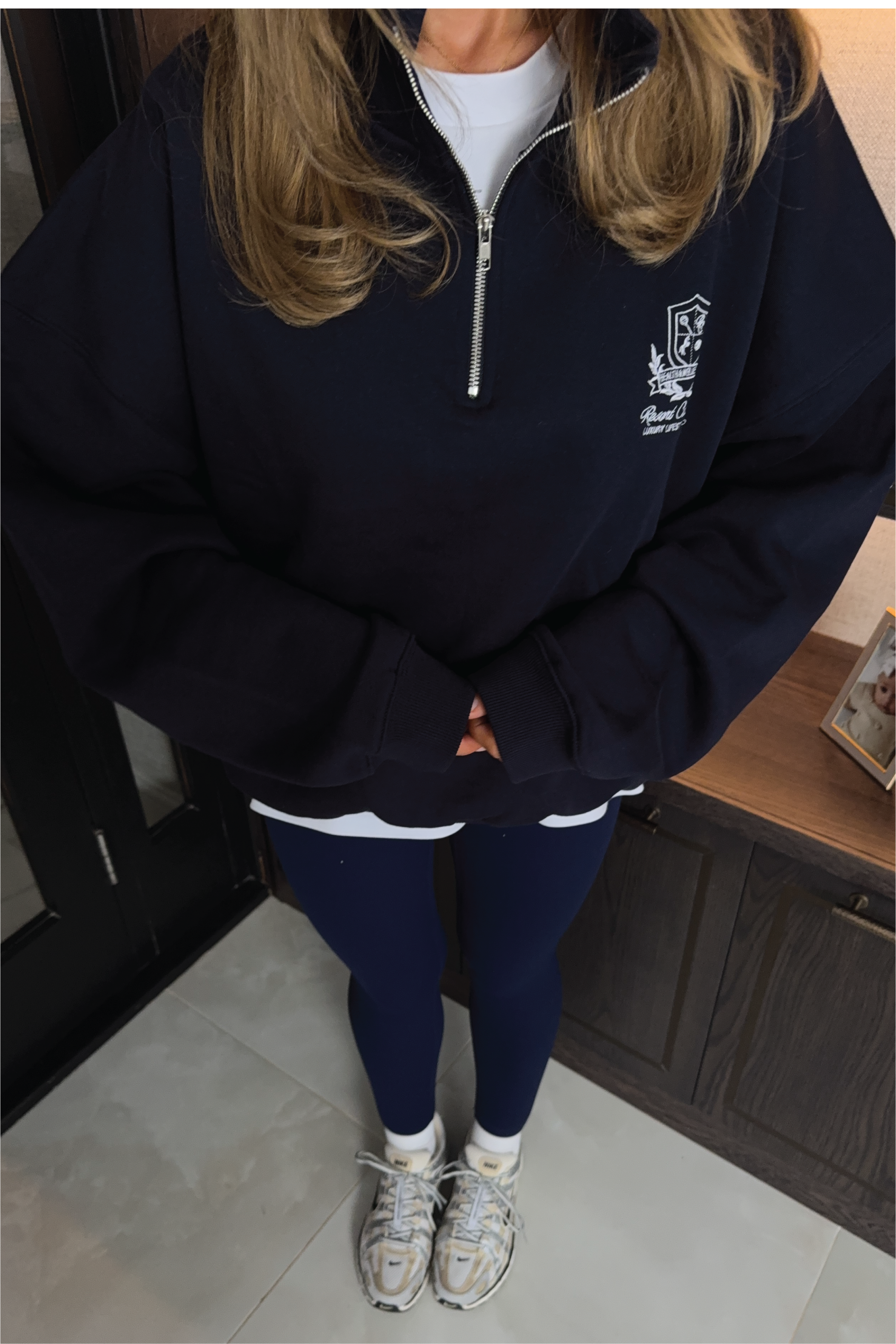 RESORT COLLECTIVE EMBROIDERED NAVY 3/4 ZIP