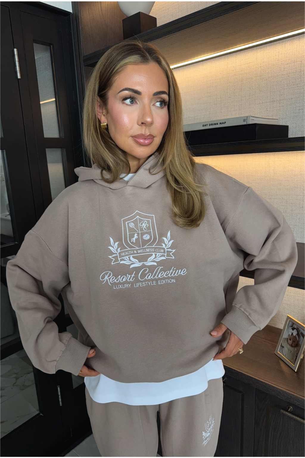 RESORT COLLECTIVE EMBROIDERED MOCHA HOODIE