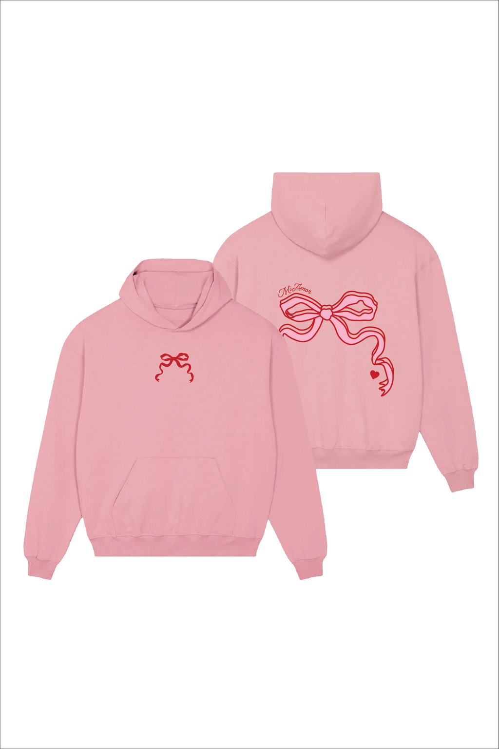 Bow printed pink hoodie