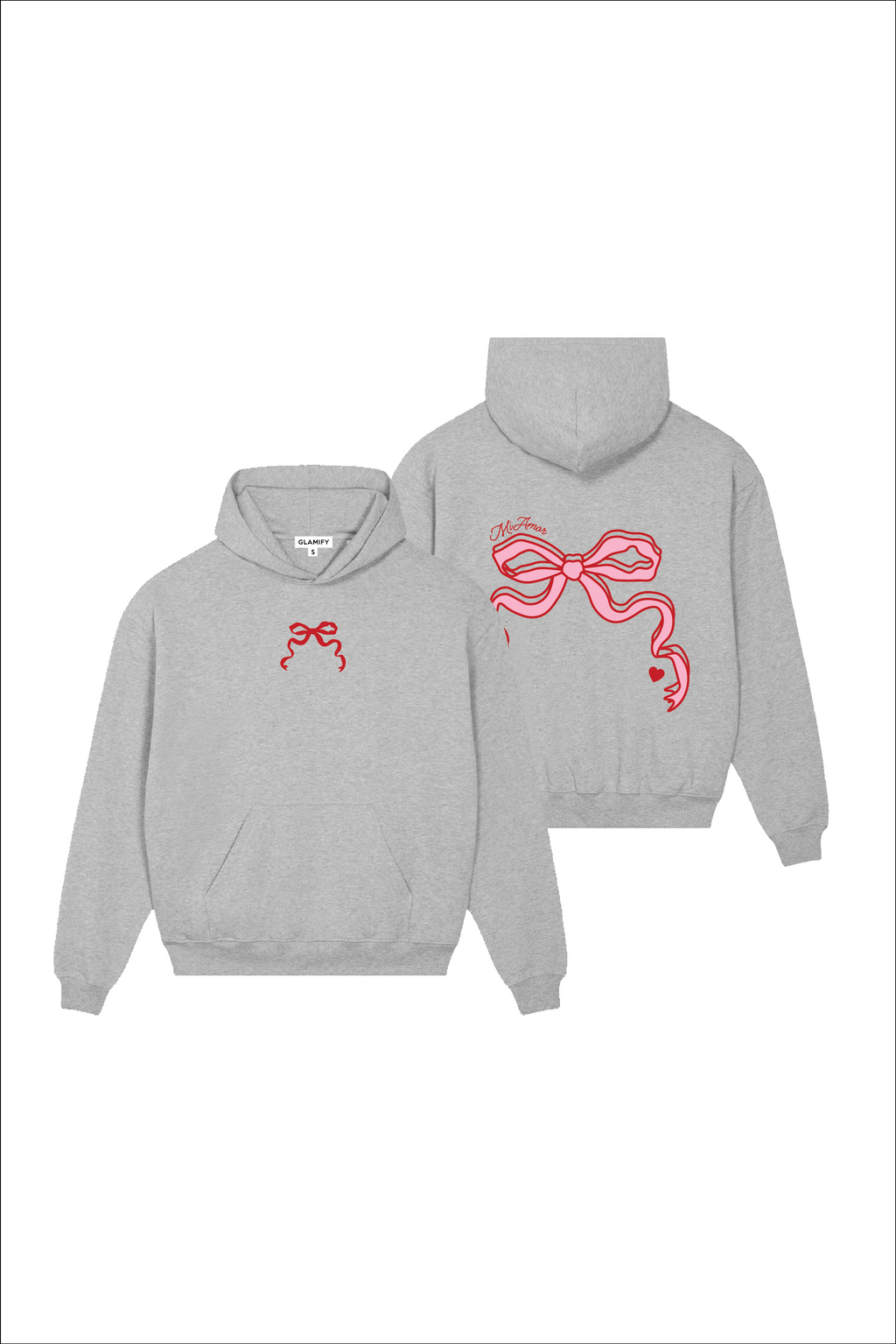 Bow printed marl grey hoodie