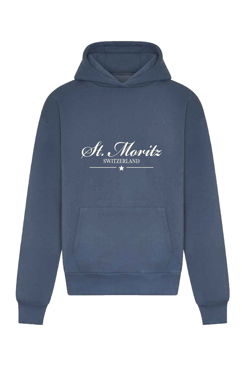 St Moritz blue embroidered premium relaxed hoodie