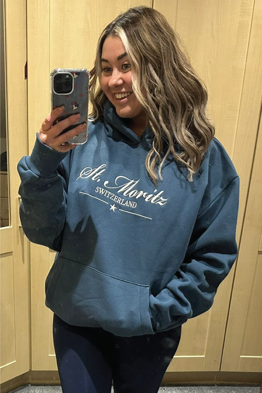 St Moritz blue embroidered premium relaxed hoodie