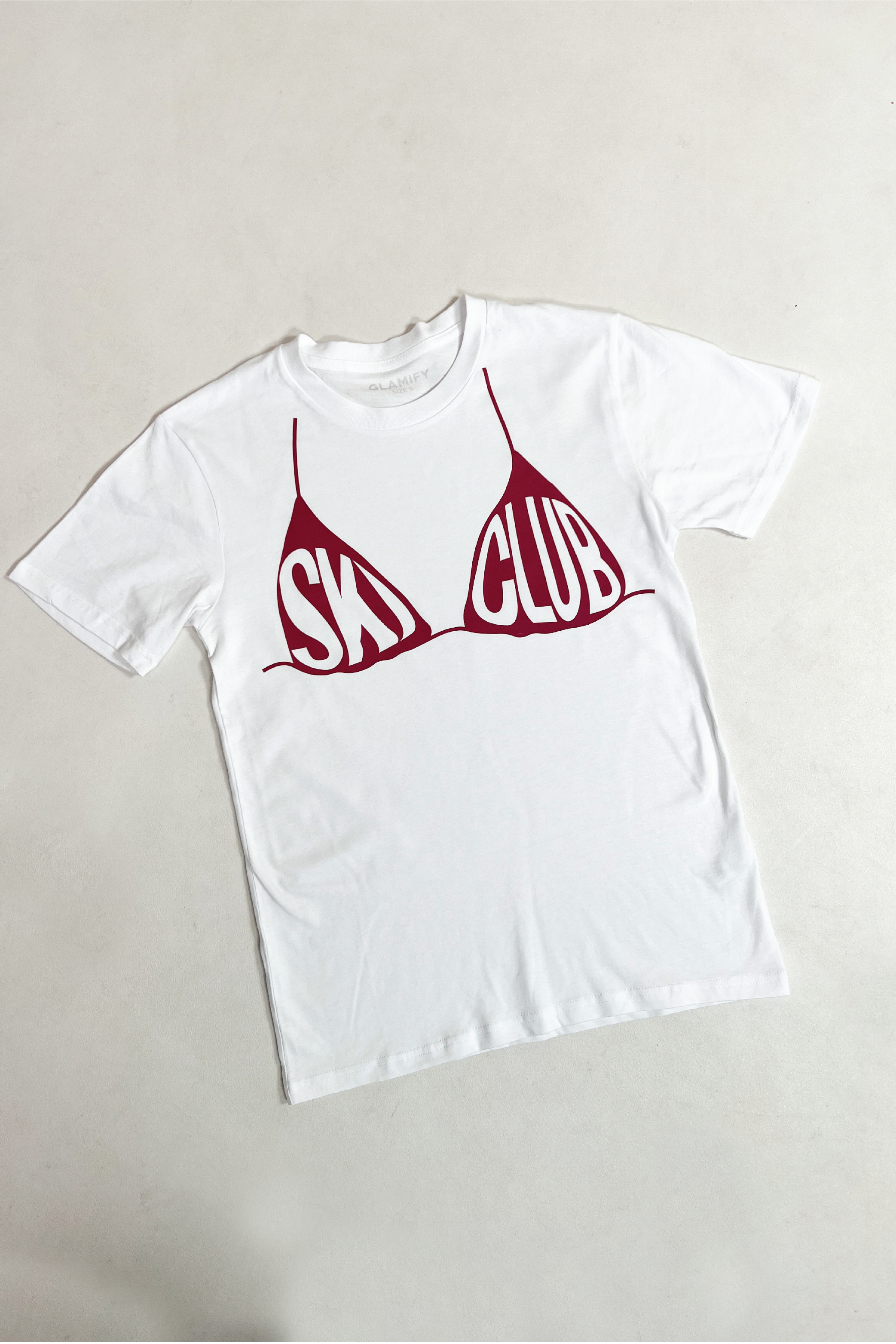 Ski club bra white printed t-shirt