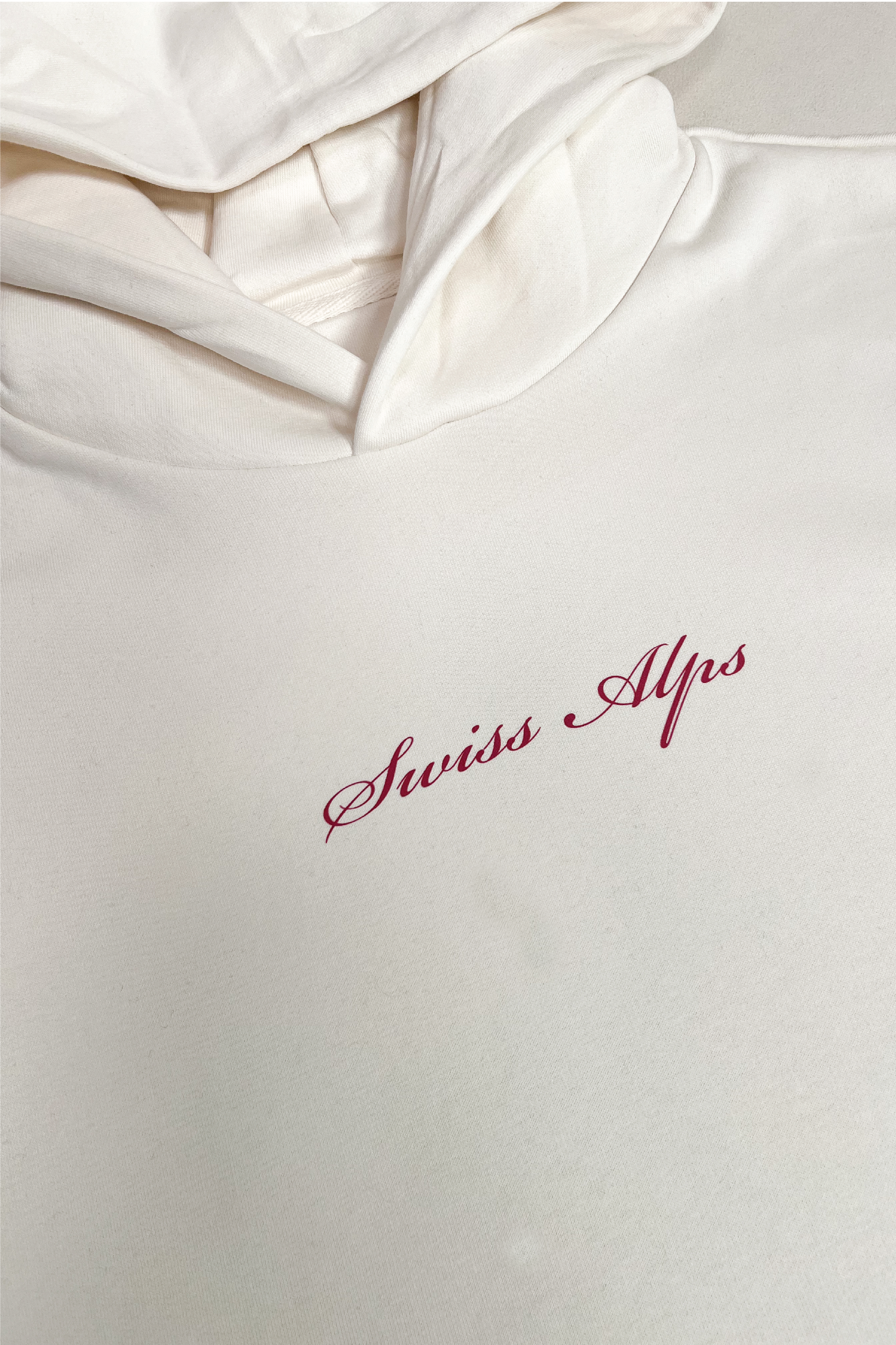 Ski club ecru printed premium relaxed hoodie