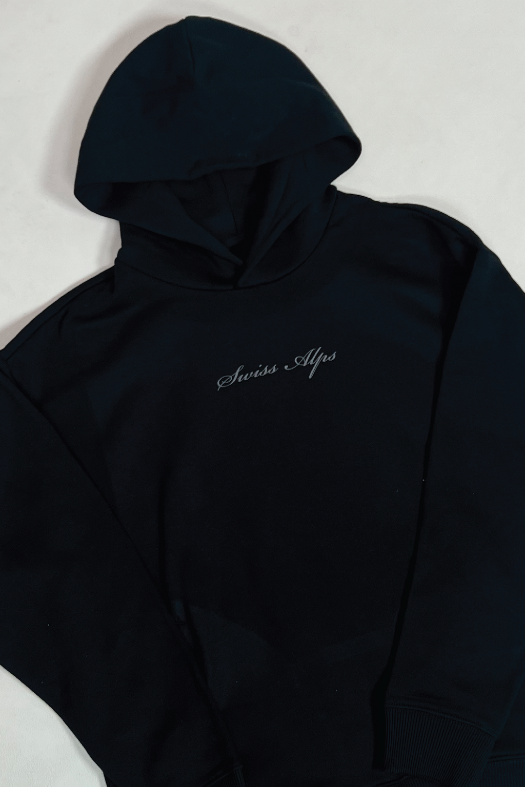 Ski club black printed premium relaxed hoodie
