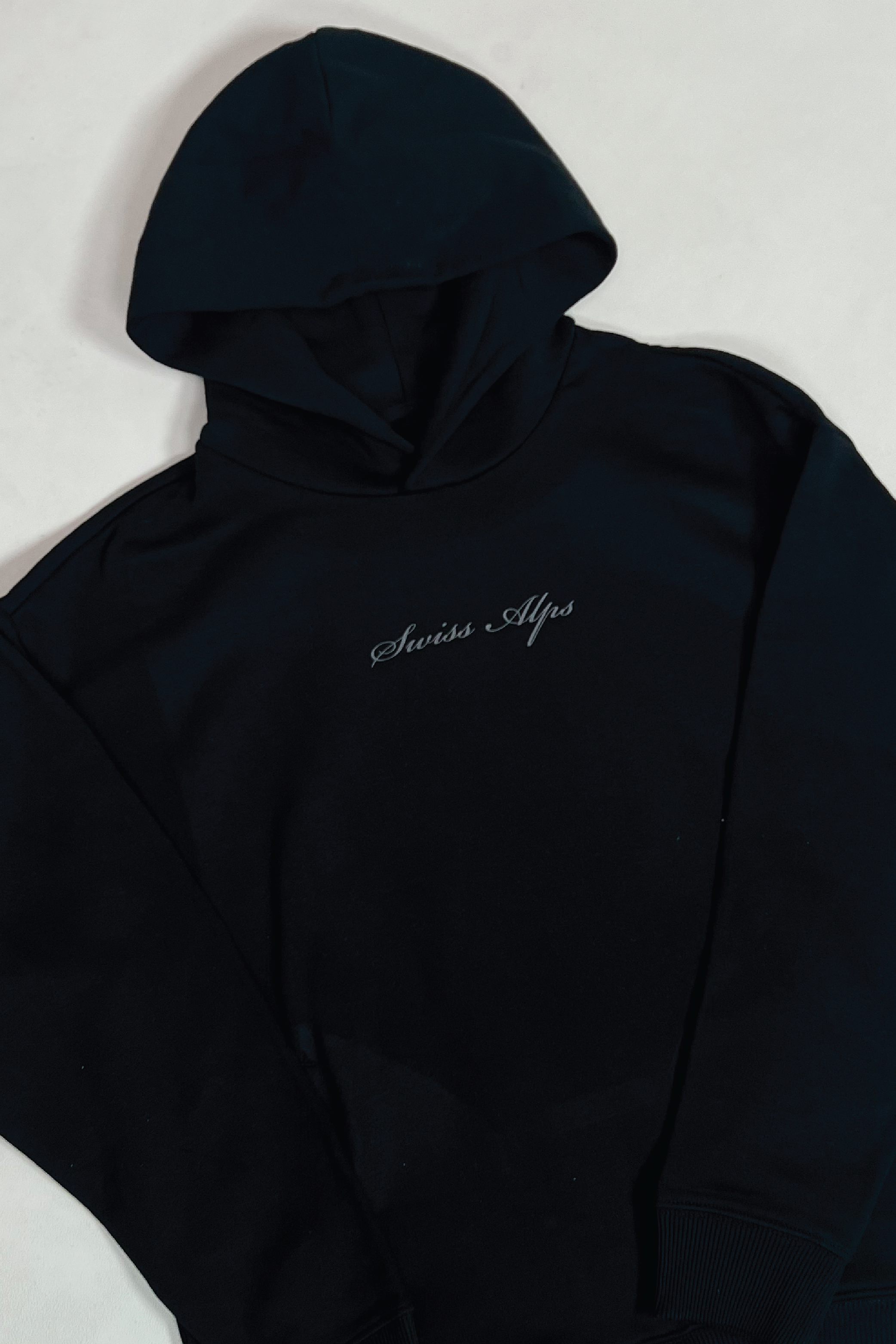 Ski club black printed premium relaxed hoodie