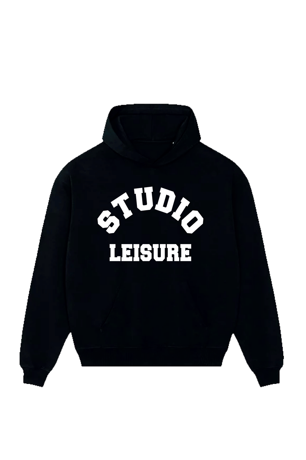 STUDIO LEISURE ESSENTIAL BLACK PRINTED HOODIE