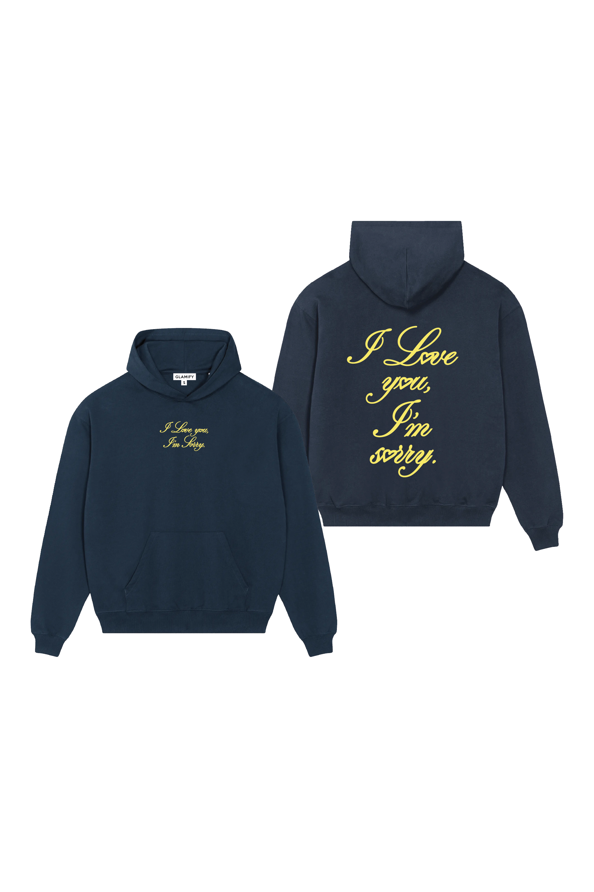 Mini I love you navy printed hoodie
