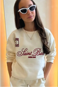 Mini saint barts ecru embroidered sweater