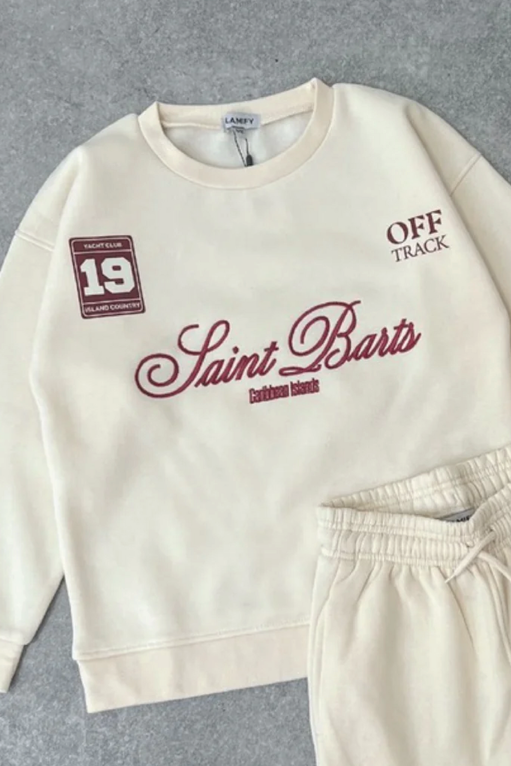 Mini saint barts ecru embroidered sweater