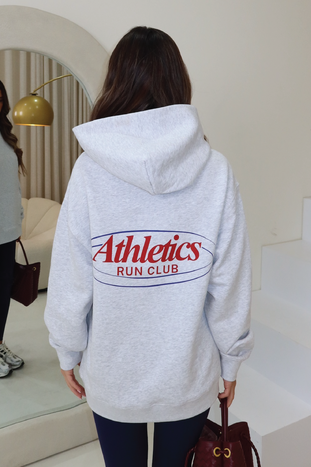 Athletics run club grey printed premium relaxed hoodie