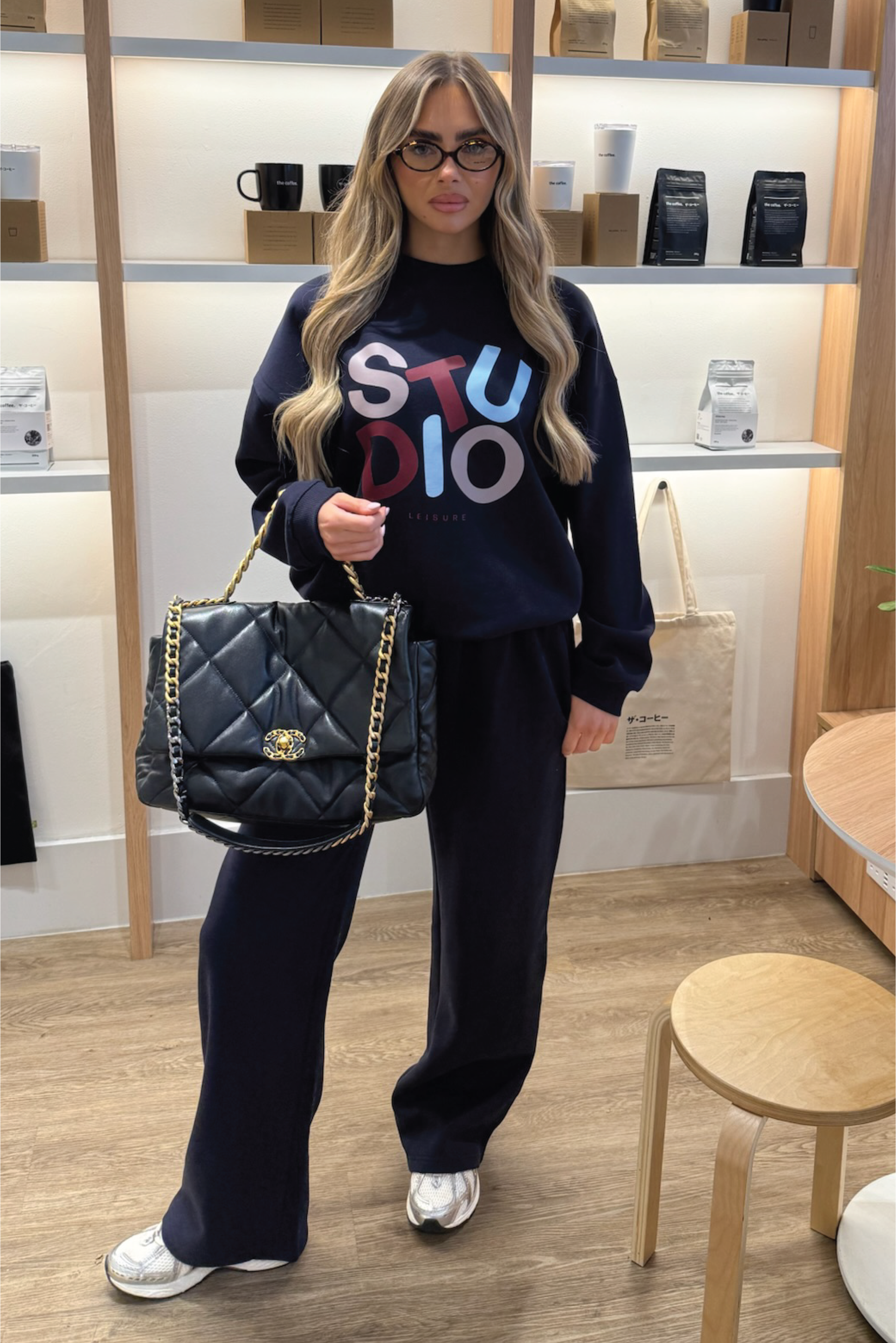 STUDIO LEISURE ESSENTIAL NAVY COLOUR PRINTED SWEATER